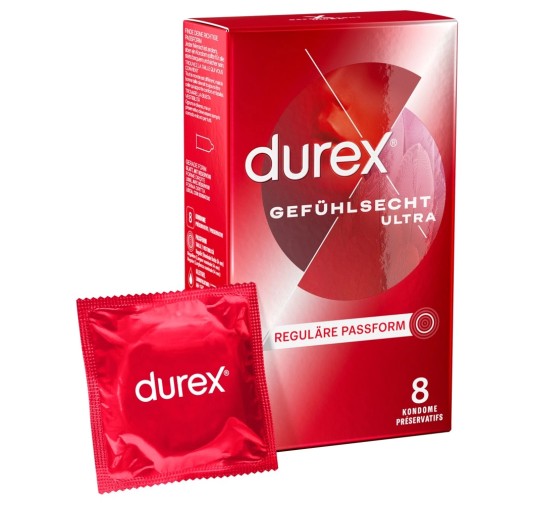 Durex - Prezerwatywy Lateksowe 20% Cieńsze Gefühlsecht Ultra 8 szt